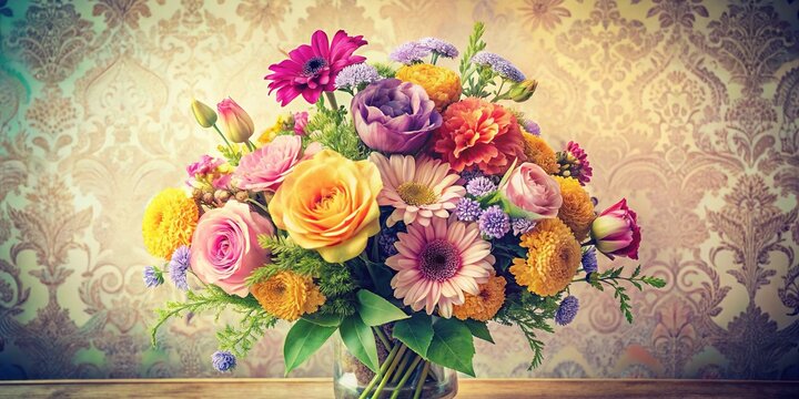 Vibrant blooms adorn a classic get-well card, exuding warmth and tender care as delicate patterns and ornate borders soften the message.