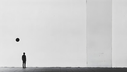 A large expanse of blank space with just a tiny dot or small shape in the corner, emphasizing minimalism