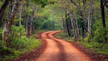 Naklejka premium Winding Forest Path