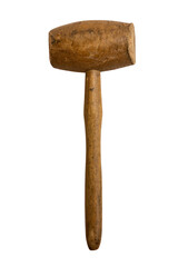  old wooden hammer on white, isolated