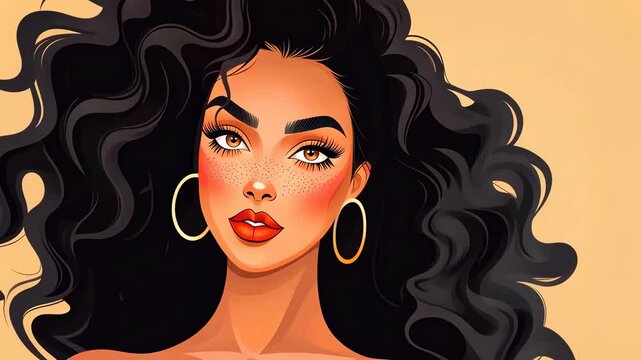 Elegant vector design featuring a Black woman with curls, perfect for a salon business card or branding project.