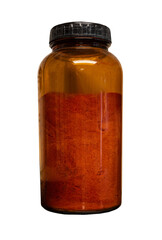 old and vintage bottle of  chemical  on white, isolated