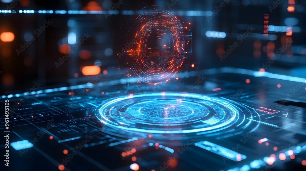 Poster holographic digital asset tracking system featuring a modern dashboard interface with real time data