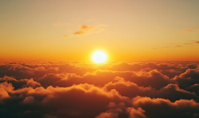 Fototapeta premium The sun rises, partially obscured by clouds, Generative AI