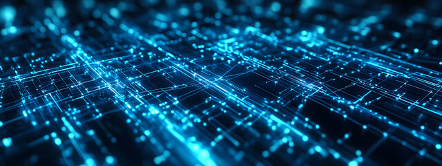 Obraz premium Abstract Blue Circuit Network