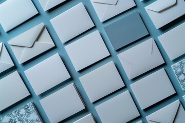 Obraz premium White Envelopes on a Blue Background