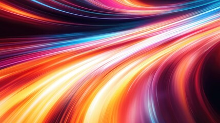 Obraz premium Bright, colorful light trails in motion, creating an abstract, futuristic visual with fluid lines and curves.