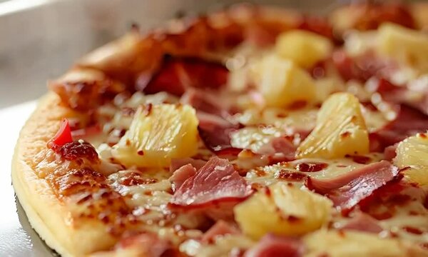 Sweet and savory Hawaiian pizza with pineapple and ham, Video
