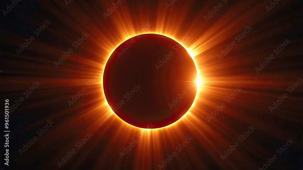 Aufkleber solar eclipse with halo of light on dark background