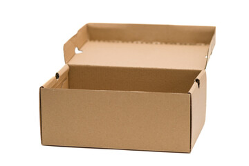 Open Brown Eco-Friendly Box Isolated on White Background