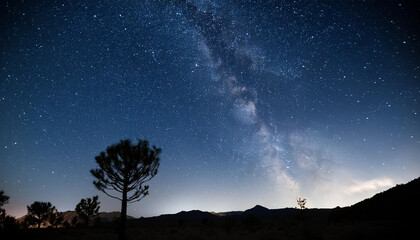 A stunning natural spectacle, often seen in remote areas with minimal light pollution, where countless stars create a breathtaking celestial display against the deep blue night sky.