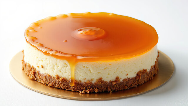 delicious cheesecake topped with glossy caramel sauce tasty fodd photography