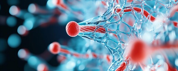 Muscle cell fluid balance, osmoregulation within fibers, cellular hydration, 3D illustration