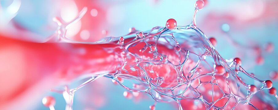 Muscle cell fluid balance, osmoregulation within fibers, cellular hydration, 3D illustration