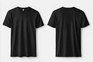 Black Tshirt Mockup Front and Back Isolated created with Generative AI