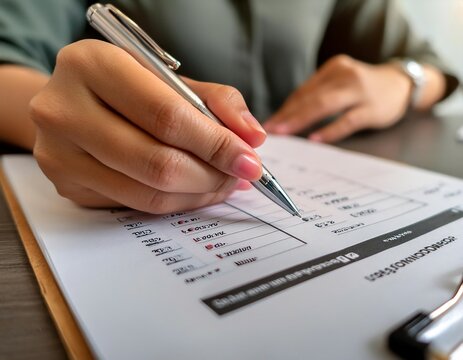 Survey form with questions and responses, representing data collection, analysis, and feedback. Perfect for topics related to research, market analysis, and customer feedback.