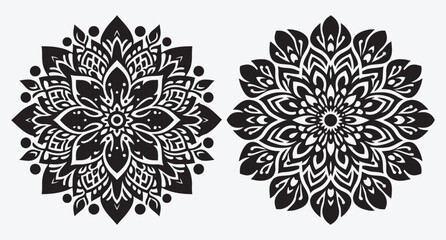 Elegant Floral Mandala Pattern Silhouettes Collection of Abstract Floral Ornaments