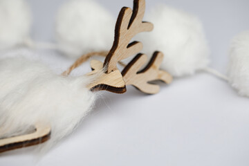 Christmas reindeer close-up on white background. Christmas decoration