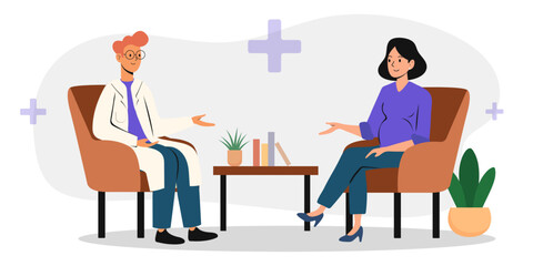 Two business professionals discussing strategy in a modern office environment with graphs