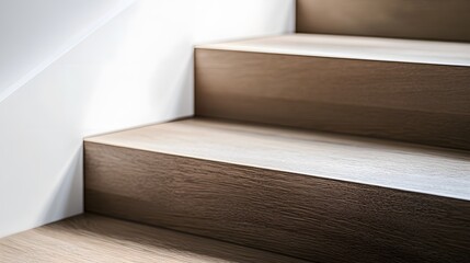 A close-up of a modern, minimalistic staircase with clean lines and simple shapes
