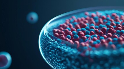 Satellite cell niche, microenvironment for muscle stem cells, regeneration focus, 3D illustration