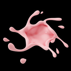 a drop of yogurt or a splash of milkshake on a black background. 3d illustration
