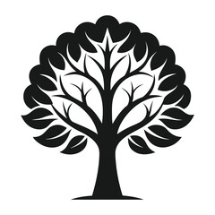 Elegant black tree icon vector illustration, perfect for logos, branding, decor, and nature-themed designs. A versatile and stylish graphic for various creative projects.