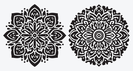 Elegant Floral Mandala Pattern Silhouettes Collection of Abstract Floral Ornaments