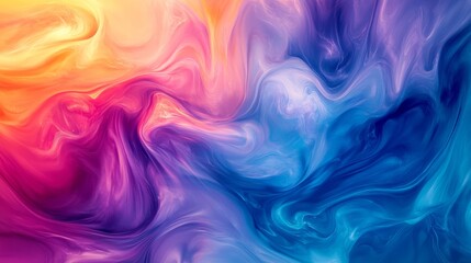 Fototapeta premium This abstract digital art piece features vibrant swirling liquid colors in a dynamic and harmonious composition. The colors blend and flow into one another, creating a sense of movement and energy. T