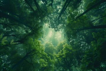 Psychedelic Rain Forest, Symmetrical Kaleidoscope Abstract Green Background.


