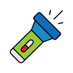 flash light color line icon with white background vector stock illustration