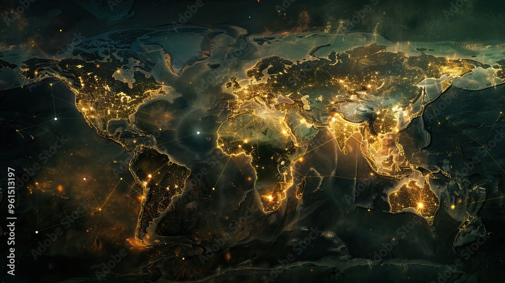 Canvas Prints global network of lights