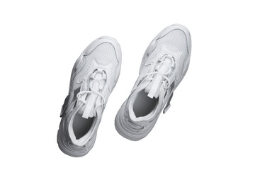 White sneakers with rubber sole on isolated background.