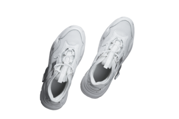 White sneakers with rubber sole on isolated background.