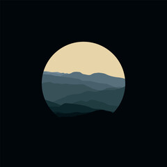 nature landscape panorama in circle illustration.