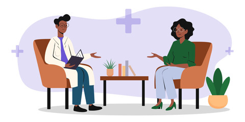 Two business professionals discussing strategy in a modern office environment with graphs