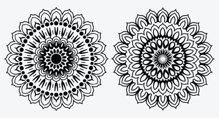 Elegant Floral Mandala Pattern Silhouettes Collection of Abstract Floral Ornaments