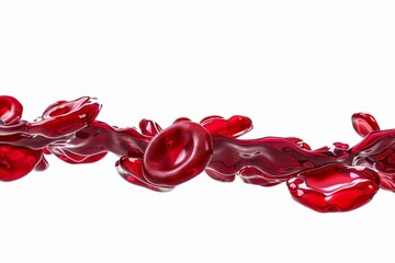 Erythrocytes flowing in a stream, isolated on a white background
