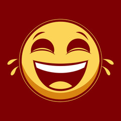 Obraz premium Happy smiley face t-shirt print design in yellow on deep red background