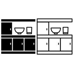 Kitchen wardrobe line icon concept. Kitchen wardrobe vector linear illustration, symbol, sign