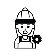 Fototapeta premium builder female glyph icon with white background vector stock illustration