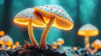 Glowing Forest Mushrooms.