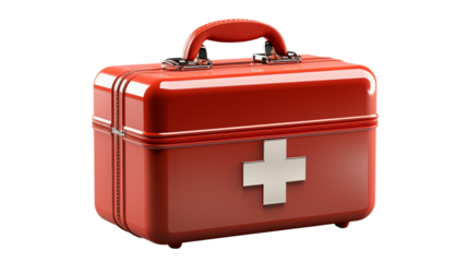 emergency first aid kit, studio view, isolated on transparent background.
