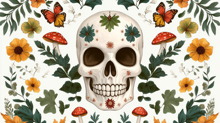 Fototapeta premium Calavera nature-themed sticker