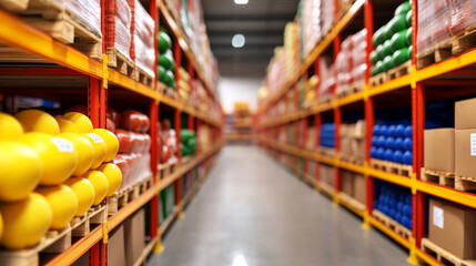 Close-up of warehouse inventory labels neatly attached to products detailed organization of goods in storage shelves 