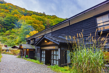 Autumn leaves at Nyuto Onsen in Akita Prefecture
