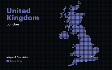 Fototapeta premium Creative Dotted Map of United Kingdom with capital London Square dots