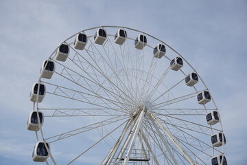 Fototapeta premium Ferris Wheel ride at seaside resort. Observation wheel 