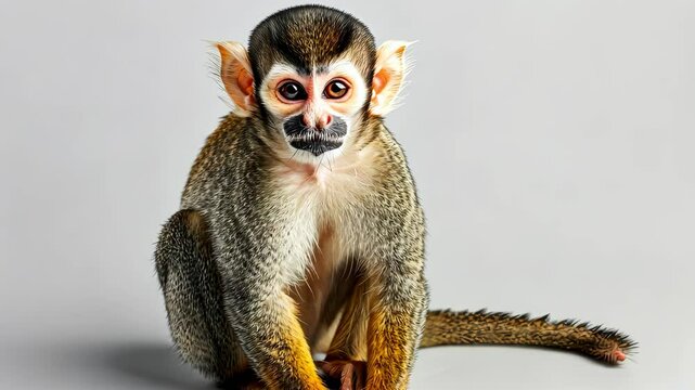 Squirrel monkey on neutral background