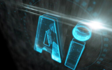 AI Artificial intelligence symbol digital concept 3d illustration